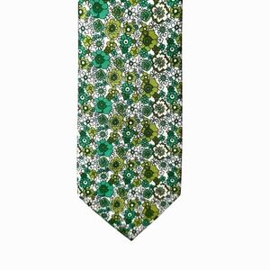 Puccini Men's Green Floral Tie Handmade Retro Preppy St. Patrick's Day Formal